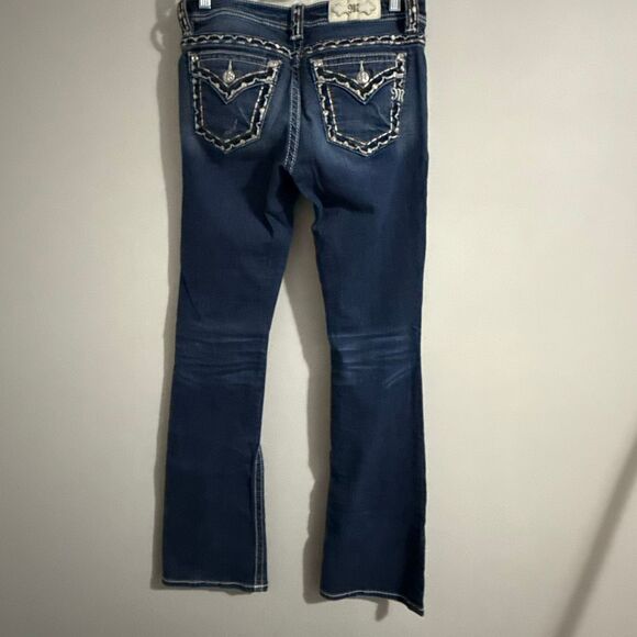 Miss Me Jeans Size 27 Bootcut M5014B26B MK798 Embroidered Flap Pockets Dark Wash - Picture 5 of 16